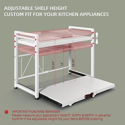 NETEL 2 Tier Expandable Microwave Stand countertop,Microwave Oven Rack - color: White, size: 2 Tier