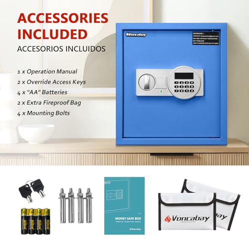 Voncabay Money Safe Box for Home with Digital Keypad, 1.5 Cu. Ft., Blue - color: Blue, size: 1.5 Cubic Feet