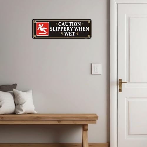 Caution Slippery When Wet Signs With Self-Adhesive Backing