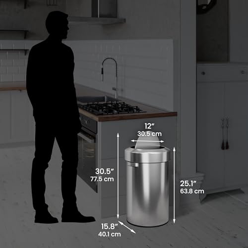 iTouchless Titan 17 Gallon Swing Open Trash Can, Stainless Steel Self-Balance Flip Top Lid Commercial Grade 64 Liter Garbage Can is Perfect for Business, Restaurant, Office and Kitchen - color: Steel Silver 17 Gal Swing Top