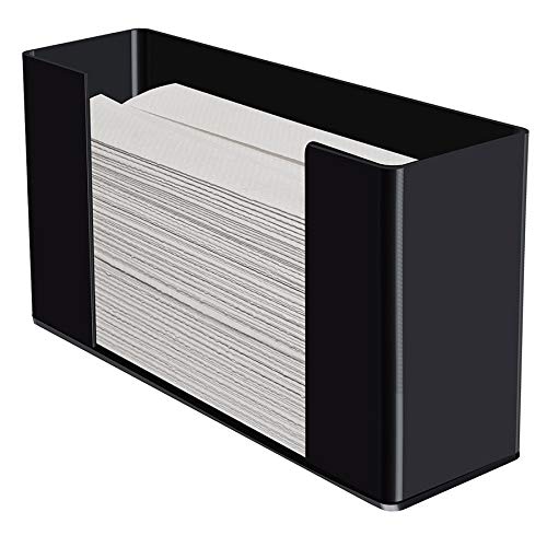 AramediA Black Acrylic Towel (Paper) Dispenser 11.5-Inch Wide x 4.2-Inch Deep x 6.75-Inch High, Black - 2 Pack
