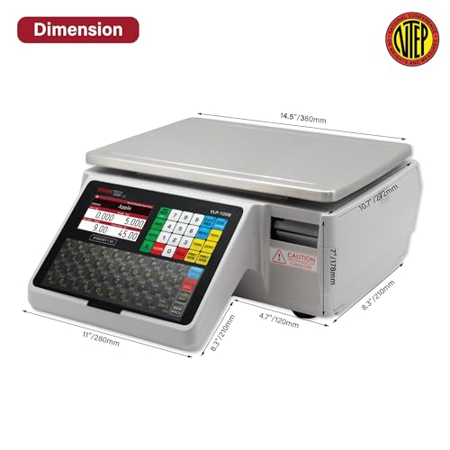 VisionTechShop VLP-100B Label Printing Scale, Capacity 30/60lb Readability 0.01/0.02lb, NTEP Legal for Trade, English, Spanish Available - size: 5. VLP-100B Default Language, style: VLP-100B