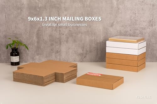 50 Pack 9x6x1.3 inch Small Shipping Boxes for DVD, Book Mailers - color: Brown