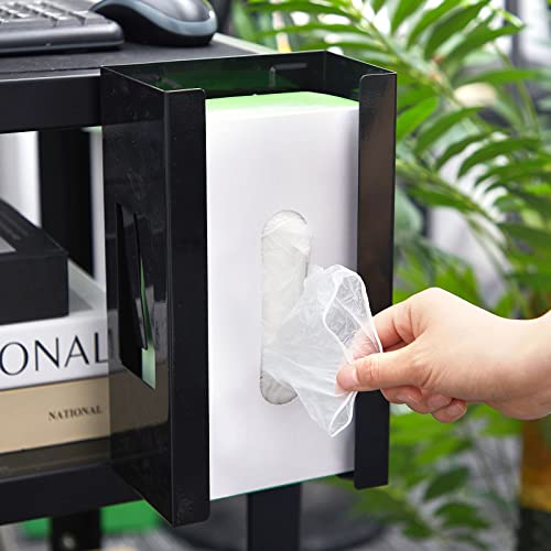 Lounsweer 2 Pcs Magnetic Glove Box Holder Wall Mount Dispenser, Black - color: Black
