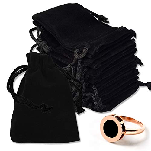 Nydotd 100pcs 2 X 2.8 inch Black Velvet Cloth Jewelry Pouches Velvet Drawstring Bags Christmas Candy Gift Bag Pouch for Wedding Favors Gifts, Event Supplies Party Favors - color: Black