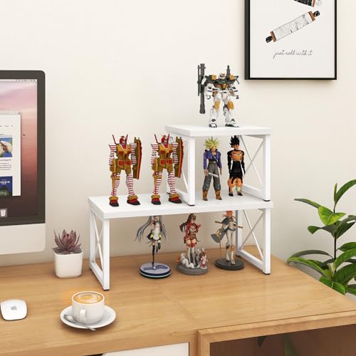 ELITEROO Wooden Desktop Shelf, Freestanding Small Bookshelf Organizers - color: White