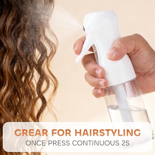 AMOMELA 2Pcs Continuous Spray Bottle For Hair,Ultra Fine Refillable Water Mister for Hair Styling, Plants, Cleaning, Salon, Misting & Skin Care 300ml - color: 300ML/CLEAR/2PACK
