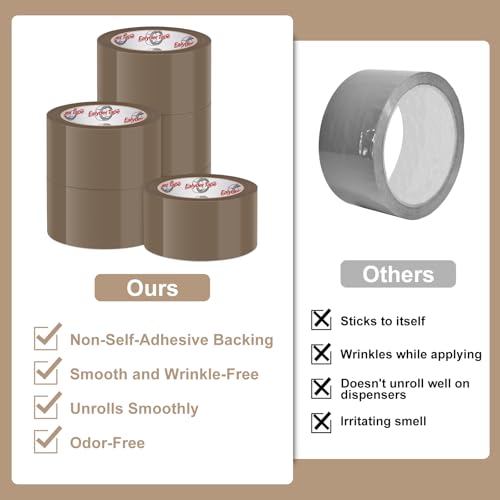 3 Rolls Brown Packing Tape 2" x 60Yd with Dispenser Heavy Duty Tape - size: Brown, 3 Rolls - 2In x 60Yd