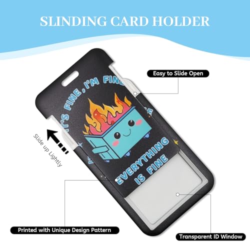 Hancynir Dumpster on Fire Lanyards for Id Badges with Retractable Reel Clip - color: Dumpster on Fire Blue