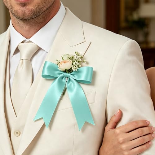 1In 30Yards Mint Blue Satin Ribbon for Gift Wrapping Easter Baby Shower - color: Mint Blue, size: 1 inch