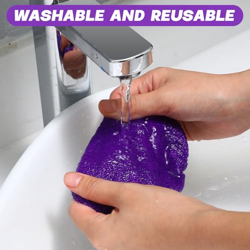 Baderke 10 Pcs Windshield Cleaner Tool Car Window Cleaning Supplies with Extendable Handle Include 6 Washable Microfiber Bonnets 2 Empty 60ml Spray Bottle Glass Wiper Kit(Purple) - color: Purple