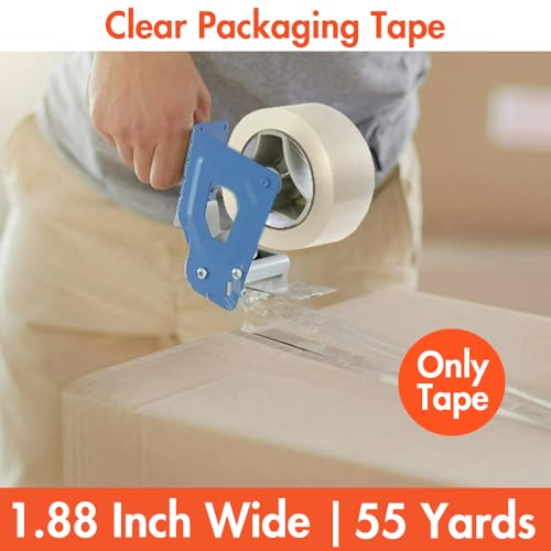 Clear Packing Tape – 1.88" Wide x 55 Yards (165ft) x 2.5 Mil – Strong Adhesive & Heavy Duty Shipping Tape for Packaging, Moving, Industrial Grade & Box Sealing (Pack of 6, Total 330 Yards)