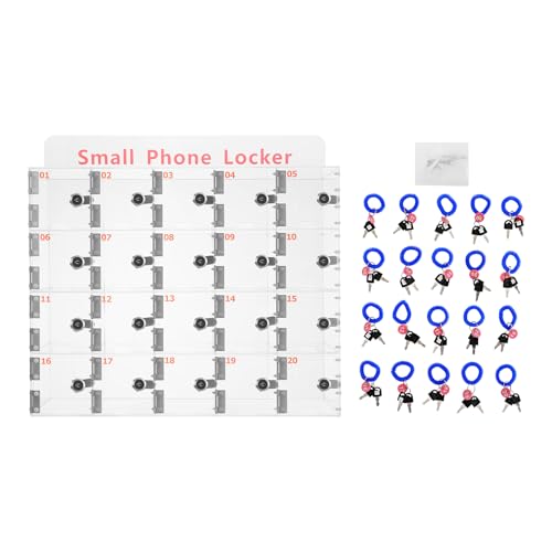 20 Slots Cell Phone Locker Box, Acrylic Cell Phone Storage Cabinet with Individual Key Locks Desktop & Wall Mounted Phone Organizer for Office School Factory - size: 20-Slot Acrylic