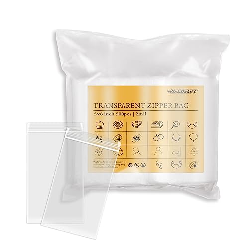 5x8 Clear Resealable Zip Bags, 500 Count, 2 Mil - size: 5×8inch/ 500pcs
