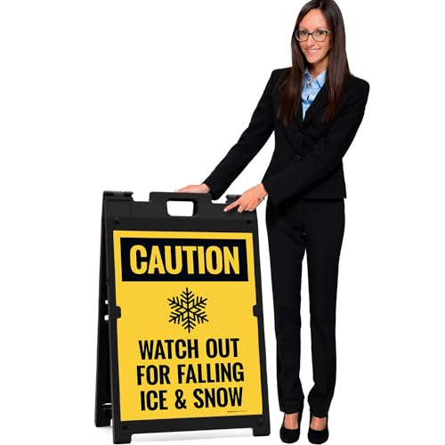 Caution Watch Out for Falling Snow and Ice Sidewalk Sign Kit, - size: 18x24 Inches, style: A-frame + 2 Panel Kit