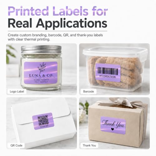 Holographic Purple Thermal Label 2 × 3 Inch Vinyl Sticker 200 PCS - color: Holographic Purple, size: 2 × 3 Inch
