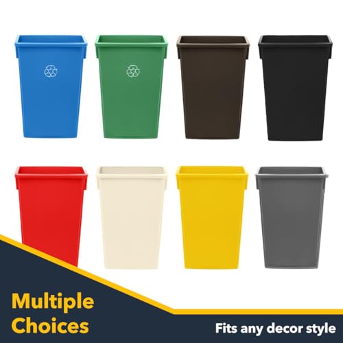 Dark Green 23 Gallon Slim Recycle Container with Dolly, Wheeled Commercial Trash Can, Heavy-Duty Rolling Waste Bin, Durable Plastic Garbage Can for Kitchens, Homes, Restaurants, Offices - color: Dark Green, size: with Dolly