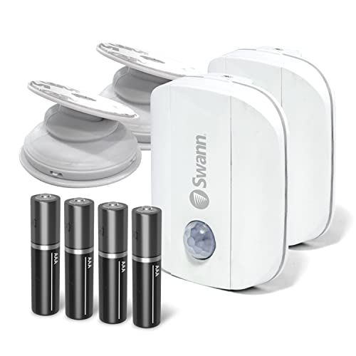 Swann Wireless Motion Alert Sensor Unit 2 Pack Easy Installation Both Indoors & Outdoors with Weatherproof Design, No Hub Required. Detect Movement Up to 50ft Away Within 110 Degree Range,White
