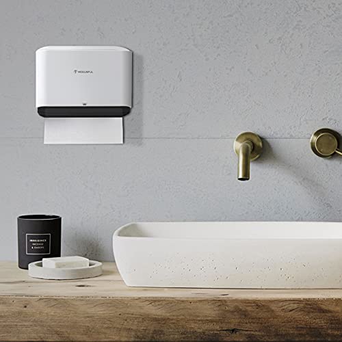 Paper Towel Dispenser Wall Mount: Adhesive Paper Towel Holder for Multifold/Trifold/Z Fold Paper Towel, Compact Hand Paper Towels Dispensers for Bathroom - color: D-23 White