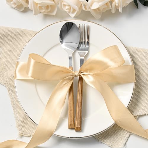 Champagne Satin Ribbon 1 Inch x 100 Yards - color: Champagne
