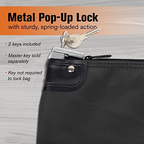 BankSupplies HIPAA Locking Courier Bag 19 x 15 Black – Laminated Nylon Security Bag with Metal Pop-Up Lock – Cash, Checks & Document Transport - color: Black