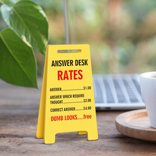 Funny Office Desk Accessories Decor ANSWER DESK RATES Acrylic Mini Floor Do Not Disturb Sign Funny Cute Gag Office Decorations Gifts for Work Women - style: ANSWER DESK