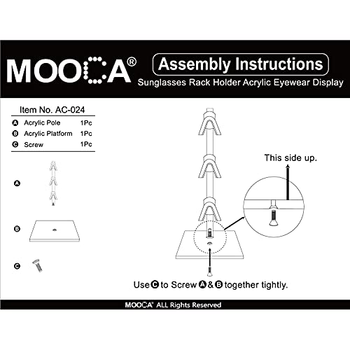 MOOCA 2-Piece Acrylic Eyewear Display Stand, Holds 6 Frames - color: 3 Frame Stand, 2 pcs
