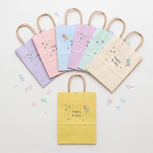 BLEWINDZ 32 Pcs Small Gift Bags with 32 Tissues, 8 Colors Paper Goodie Bags with Handles for Birthday, Wedding, Baby Shower, Party Favors, Gift Wrapping and Party Supplies - color: 04-8cols-S