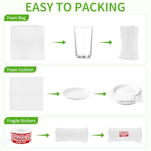 500 Pack Dish Packing Supplies Foam Wrap Pouches Sheets for Moving