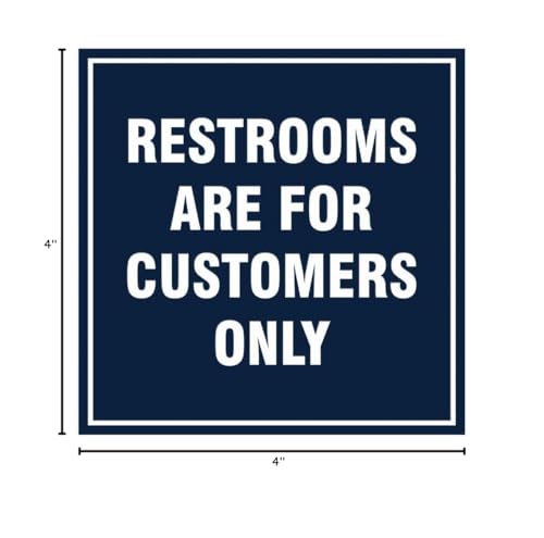 Signs ByLITA Square Restrooms Are For Customers Only Sign (Navy Blue/White) - Small 1 Pack - color: Navy Blue / White, size: 4 x 4" - Small (1 Pack)