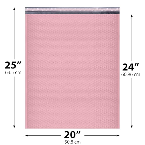 Light Pink Bubble Mailers 20x25, Poly Padded Envelopes #10, 50 Pack - color: Light Pink, size: 20"x25" / 50 Pack