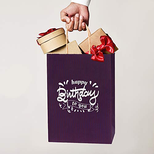 BagDream Small Gift Bags with Handles 5.25x3x8 Inch Purple 100 Pack Bulk - color: Purple