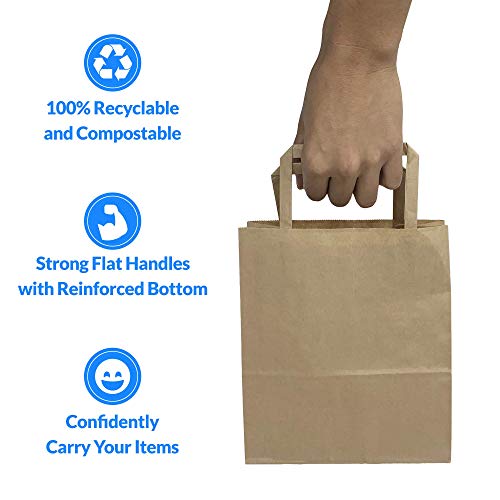 Reli. 100 Pack Small Paper Bags with Handles
