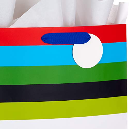 Hallmark 17" Extra Large Gift Bag with Tissue Paper (Rainbow Stripes)