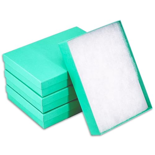TheDisplayGuys 25 Cardboard Gift Jewelry Boxes w/Paddings #53-5.4x3.9x1 - color: Teal Green