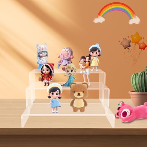 6 PCs 9 Inch Clear Acrylic Display Risers 3 Tier Stand - color: Clear 6 PCs