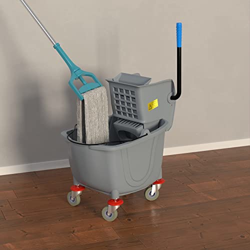35 Qt. Gray Mop Bucket & Side Press Wringer Combo - color: Gray, size: 35 Qt.