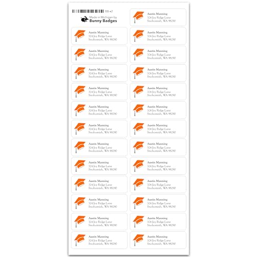Personalized Graduation Return Address Labels - Announcement Address Labels on Sheets (50-500 Labels) (Cap)