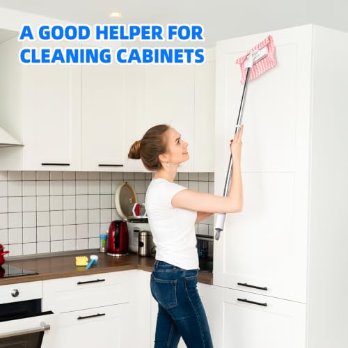 Clip on Mini Mop for Kitchen Counter & Floor, Lightweight Cleaning Tool - size: 39in Handle Mini Mop+20 cloths