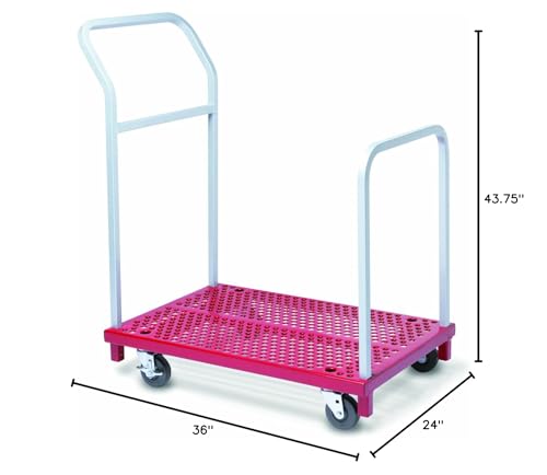 Raymond 3942 Steel Mini Heavy Duty Platform Truck with Removable Retaining Handle, 850 lbs Capacity, 36" Length x 24" Width Platform
