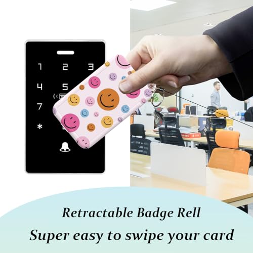 Pink Lanyard ID Badge Holder With Retractable Reel Clip, Vertical ID Protector, Card Holder Keychain Name Badge Clip for Women Men - color: Pink Cute