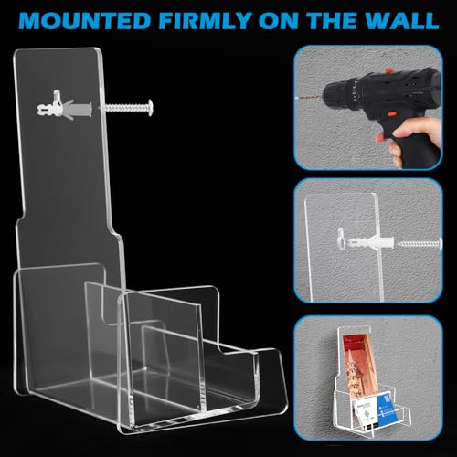 Threehoney 4 Pcs 4x9 Brochure Holder Wall Mount Clear Acrylic Rack
