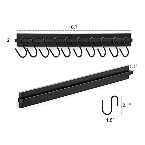 Mkono Hat Rack for Wall Wooden Baseball Caps Organizer with 20 Hooks Rustic Cowboy Hat Hanger Wall Mounted Caps Display Rack for Closet Bedroom Entryway, Set of 2, Black - color: Black
