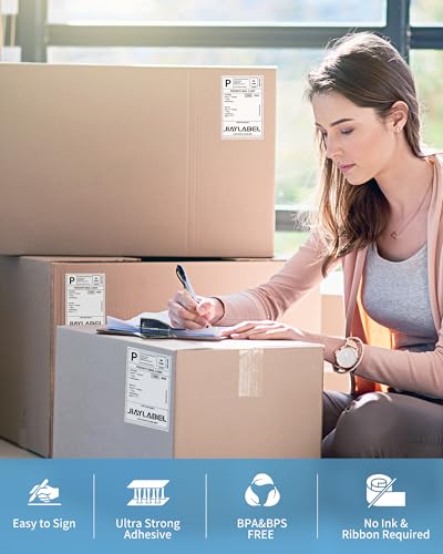 4x6 Thermal Shipping Label Paper for Thermal Label Printer USPS UPS Address Mailing Stickers Big Packing Fanfold White 500 Labels/Stack,4 Stacks, Total 2000PCS - size: 4 Stacks | 2000 Labels
