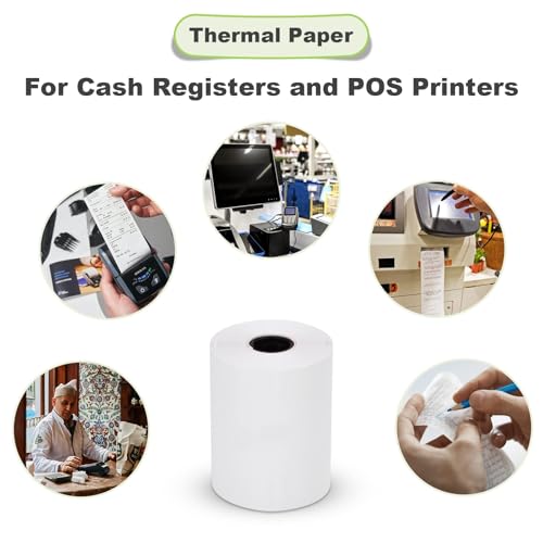 MFLABEL 2 1/4" x 50' Thermal Receipt Papers, 10 Rolls per Carton, 48g Weight, Biodegradable, Coated, POS Cash Register Paper - size: 2 1/4" x 50'
