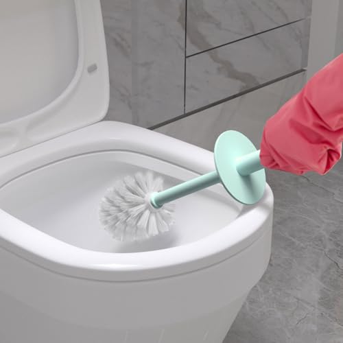 Topsky 2 Pack Compact Toilet Brush & Holder Set, Plastic Round Barrel Loo Brush with 2 Replacement Toilet Brush Head, Durable for Bathroom Toilet, Green - color: Green