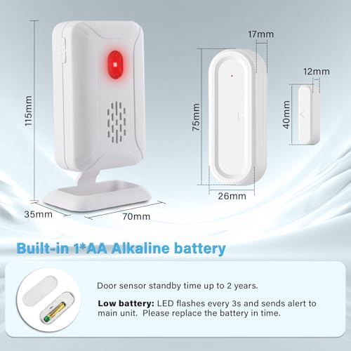 Door Chimes when Door Opens, Wireless Door Alarm Chime - color: 1 Receiver 1 Chime
