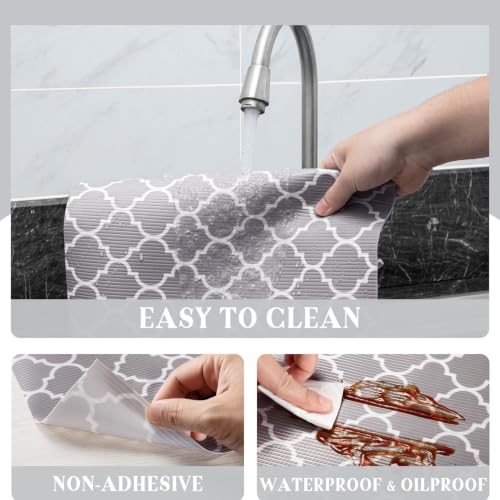 Glotoch Drawer Liner and Shelf Liner, 2 Rolls, 17.5" W x 360" L, Gray - color: Gray Quatrefoil, size: 17.5"W x 360"L 2 Rolls