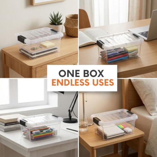 Superio 1.85 Quart Clear Plastic Storage Boxes with Lids, Stackable Organizer Containers, BPA-Free Storage Bins for Home, Office, School & Dorm, 2 Pack - size: 1.85 Quart