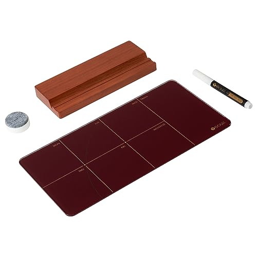 Yeoux Desktop Glass Weekly Planner Dry Erase Board 12“x6 - color: Burgundy Red